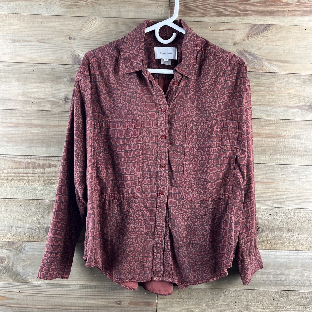 Current Elliott Womens Shirt The Percy Road Button Up Crocodile Print 2 Medium - Picture 1 of 8